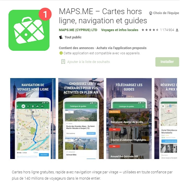 Maps.me, disponible également sur Android